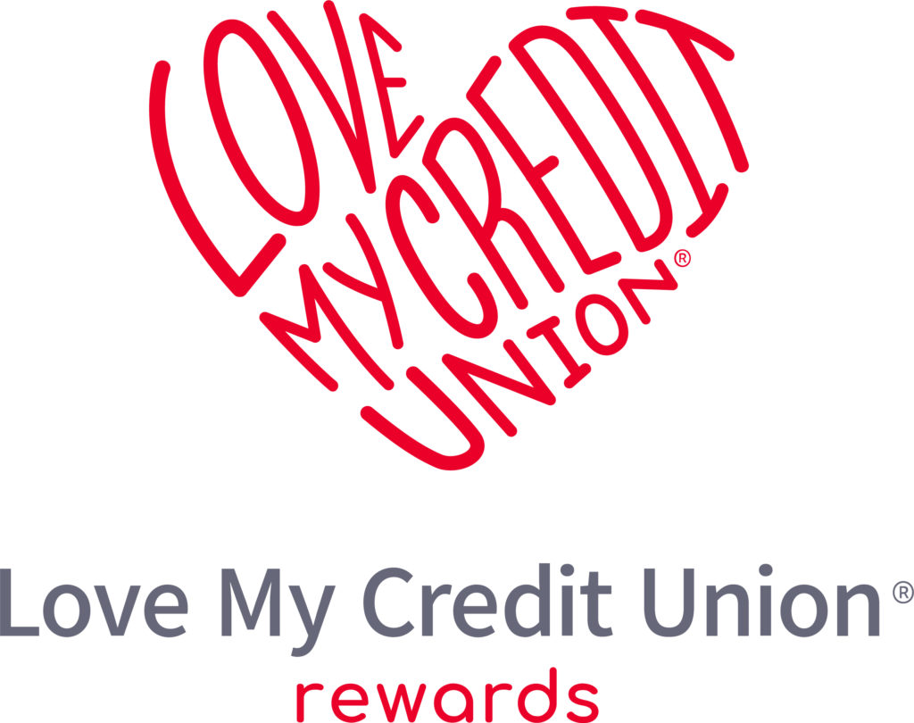 A heart shaped logo reading, "Love My Credit Union."